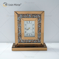 Neue Design WXMC-077 Crystal Brown Luxus Spiegel Rechteck Tisch uhr