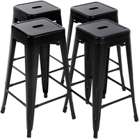 Tabouret de bar moderne en métal avec repose-pieds pour restaurant, salon, extérieur et usage en centre commercial