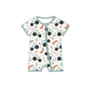 Baju Tidur Bayi Baru Lahir Motif Paskah Bahan Serat Bambu Lengan Pendek Resleting Bodysuit Balita Cetak Kustom Pakaian Bayi Unisex - Product Image 5
