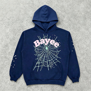 เสื้อฮู้ดดี้ผ้าฝ้ายแท้ 100% ลายใยแมงมุม 3 มิติ สไตล์สตรีทแวร์ ทรงโอเวอร์ไซส์ สำหรับผู้ชาย ลายกราฟิกวินเทจ แบบสวมหัว OEM - Product Image 1