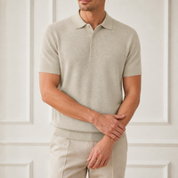 Maßgeschneidertes Herren-Poloshirt aus Wollmischung mit Kurzarm, Maschinenwäschbar, Umlegekragen, OEM ODM Quellfabrik, Private Label