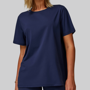 Venta al por mayor de alta calidad blusa holgada deportes gimnasio en blanco mujeres Top camisa logotipo personalizado camiseta de gran tamaño - Product Image 3