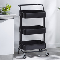 Chariot utilitaire mobile en métal robuste, personnalisable, coloré, multifonctionnel, à 3 niveaux, pour le rangement des collations dans la cuisine, avec 4 roues
