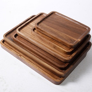 Plateau de service rectangulaire <span class=keywords><strong>en</strong></span> <span class=keywords><strong>bois</strong></span> de noyer écologique avec surface vernie <span class=keywords><strong>pour</strong></span> le thé/le café - Product Image 2