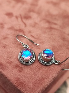 Boucles d'oreilles pendantes en argent sterling 925 avec pierre précieuse quartz de feu, pierre naturelle, faites à la main, bijoux personnalisés pour femmes et filles - Product Image 6