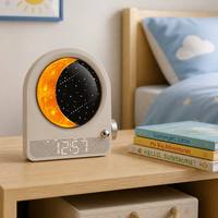Réveil avec lumière lunaire à intensité variable, mini lampe LED d'aide au sommeil pour chambre à coucher, design moderne en ABS