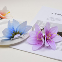 Elegante Pinza de Pelo de Plástico con Doble Flor de Orquídea Colorida, Hecha a Mano, de 10 cm, para Mujer, Flor Artificial, para Playa, Boda, Fiesta