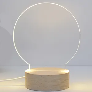 3D акриловая светодиодная Светодиодная лампа из массива дерева
