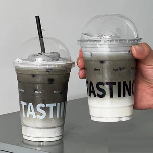 फैक्टरी थोक कीमतों OEM प्लास्टिक कप लोकप्रिय पारदर्शी फ्लैट गुंबद घूंट Lids के साथ 16oz पेय प्लास्टिक कप - Product Image 4