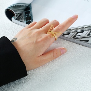 2021 New Design Fashion Stainless Steek Signet <b>Finger</b> Chunky <b>Ring</b> 18K Gold Plated butterfly Jewelry <b>Rings</b> Women - Product Image 1