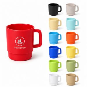 Mug en plastique PP empilable de 340 ml avec logo personnalisé, écologique, sans BPA, pour salons professionnels, promotions, pique-niques, camping, tasse à café - Product Image 1