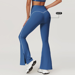 Nouveaux Leggings de Sport Femme Personnalisables avec Logo, Haute Qualité, Coupe Ajustée, Fente Latérale, Ligne Blanche, pour Entraînement et Yoga - Product Image 5