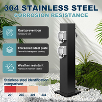 Station d'alimentation et d'eau verticale pour camping-car avec double prise standard extérieure, robinet intégré et protection anti-corrosion