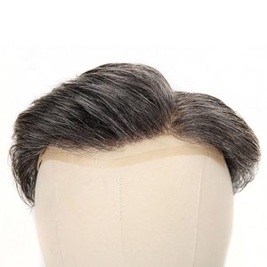TOPUNIQUE TUM02 Right-Handed Men's Lace Front Wig 6" Fine Mono Top Poly <strong>Gauze</strong> Scalloped Hairline Indian Remy Virgin Human Deep - Product Image 6