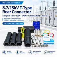 Connecteur arrière de type T européen Premium 8,7/15 kV 630 A EPDM entièrement isolé, blindé, séparable, étanche IP68, joint de câble RMU