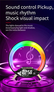 2023 nuevo Led Digital música puesta de sol niños reloj despertador altavoz lámpara de noche relojes inteligente e inalámbrico carga despertador luz para dormitorio - Product Image 4