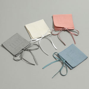 Luxury Vintage Velvet Jewelry Bag with Logo <b>Drawstring</b> Flap Suede Dust Gift Bags Handmade Portable with Bow Ribbon - Product Image 5