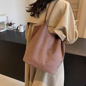 Nouveau sac pour femme de haute qualité en cuir suédé, sac à bandoulière vintage rétro, sac seau en daim, cuir de <span class=keywords><strong>vachette</strong></span> souple, en stock - Product Image 1