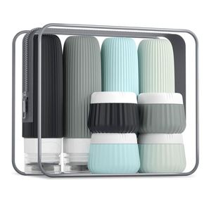 Kit de 8 Bouteilles de Voyage Vides Personnalisables avec Logo, Sans BPA, Portables et Compressibles pour Shampoing et Articles de Toilette Simples - Product Image 1