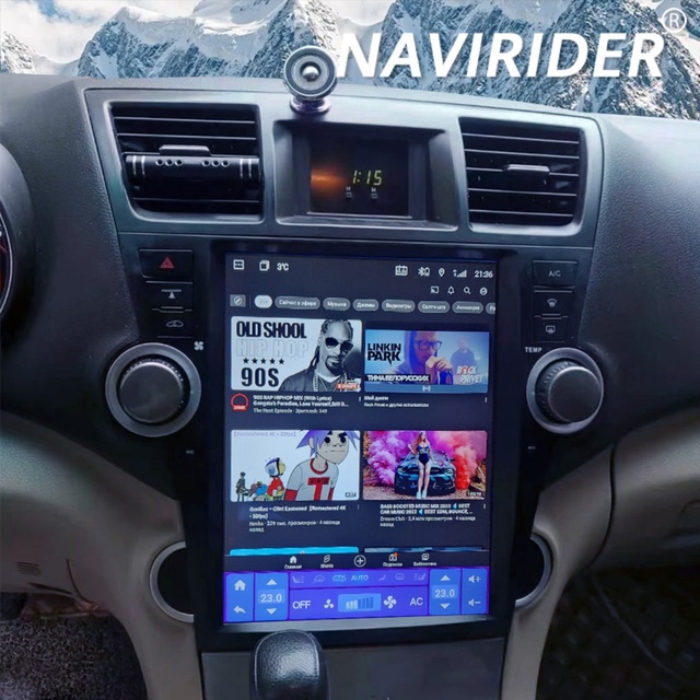 12inch Android 13 Car Video Player Radio Stereo Tesla Screen GPS Multimedia Carplay Head Unit for Toyota Highlander 2007 - 2013