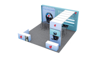 Stand d'exposition modulaire personnalisé en aluminium de 20x20 pieds avec design réutilisable et garantie de 5 ans