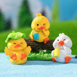 Cartone animato animale fai da te figurine carino piccolo giallo anatra animale fatto a mano da giardino set Mini oggetti artigianali in resina giocattolo per auto decorazione della casa - Product Image 2