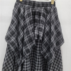 <span class=keywords><strong>Jupe</strong></span> plissée trapèze taille haute mi-longue <span class=keywords><strong>gris</strong></span> style rétro à carreaux irréguliers, anti-plis, pour femme, idéale pour le streetwear - Product Image 5