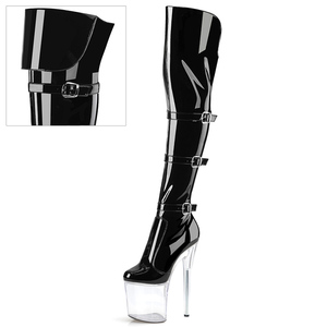 Nouvelles <span class=keywords><strong>bottes</strong></span> à talons hauts en cristal de 20 cm, <span class=keywords><strong>bottes</strong></span> gothiques à boucle de ceinture, plateforme de danseuse exotique de 8 pouces, sexy, fétiche, pour femmes - Product Image 3