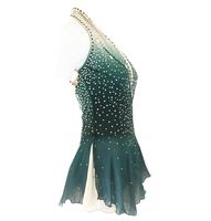 Robe de patinage artistique personnalisée pour femmes et filles, tenue de patinage sur glace, dégradé vert, entraînement, compétition, vêtements de patinage classiques