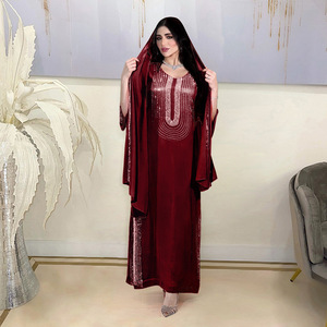 Zifeng OEM abiti <span class=keywords><strong>etnici</strong></span> musulmani vestito lungo strass lucido tessuto islamico Abaya - Product Image 4