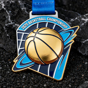 Produce medaglia premio Logo personalizzato con nastro oro argento bronzo onore maratona in metallo medaglie sportive partita <span class=keywords><strong>di</strong></span> basket - Product Image 1
