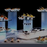 Présentoir de buffet en acrylique avec éclairage LED intégré, cubes de présentation alimentaire pour la restauration, rehausseurs alimentaires ronds en acrylique