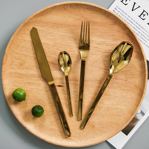 Jinhui Industrial Stainless Steel Cutlery <b>Set</b> 304 Mirror Finish Gold Knife Fork Spoon Household <b>Dinnerware</b> - Product Image 1