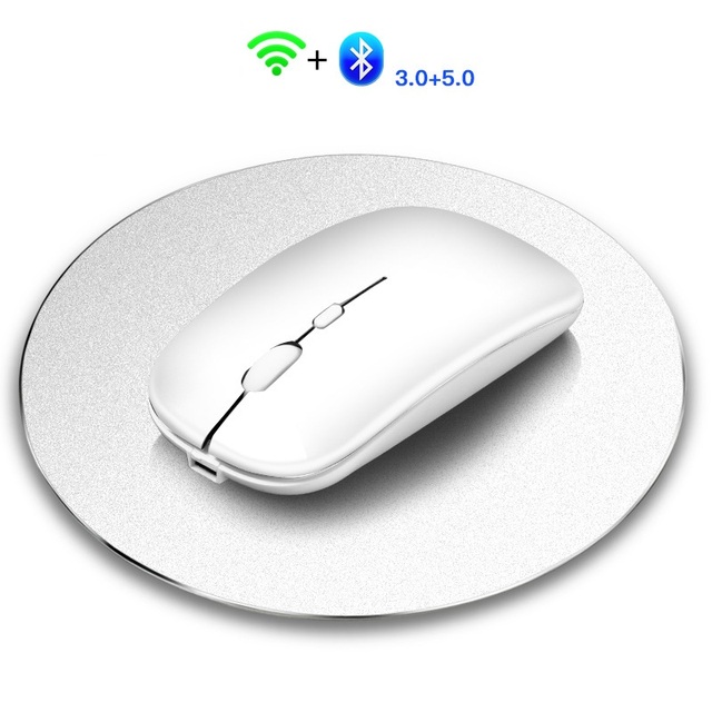 Dual Mode BT Wireless Mouse with One-Click Desktop Function BT Pairing Key Rechargeable Silent Mice for Laptop PC New