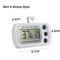 Termometer Monitor Kulkas Digital LCD Plastik dengan Pengait Gantung, Penyangga yang Dapat Ditarik, dan Bagian Belakang Magnetik