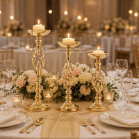 Photophore torsadé doré, pot de fleurs de table, marqueur d'allée plaqué or européen pour décoration de mariage et de fête