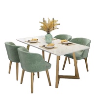Table à manger et chaise en marbre de style nordique, petite table rectangulaire, de luxe, pour restaurant, magasin, combinaison pour la famille, 6 pièces