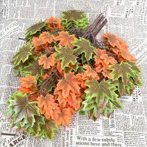 Phong Cách Mới Màu Sắc Nhà Máy Giả Mới Hoa Giả Chi Nhánh Nhân Tạo <span class=keywords><strong>Maple</strong></span> Tree Lá Cho Kỳ Nghỉ Trang Trí - Product Image 4