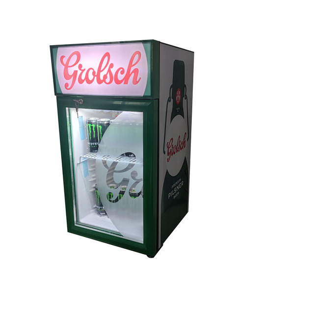 Small Display Bar Fridge Mini Refrigerator for Drinks With Led Logo Display