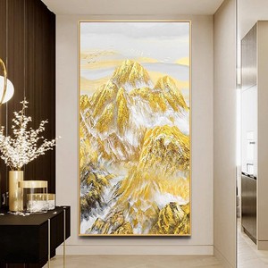ภาพวาดสีน้ำมันวาดด้วยมือ ภูเขาจินซาน ภาพทิวทัศน์ กรอบทอง รูปทรงสี่เหลี่ยมผืนผ้า ศิลปะตกแต่งผนังทางเข้าหรูหราทันสมัย - Product Image 4