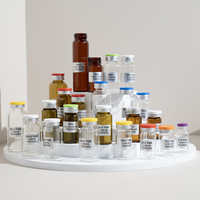 Flacon tubulaire en verre borosilicate transparent ou ambré de 10 ml, 15 ml, 20 ml, stérile, dépigénéré, lavé, avec bouchon mat, pour injection médicale ou vaccin