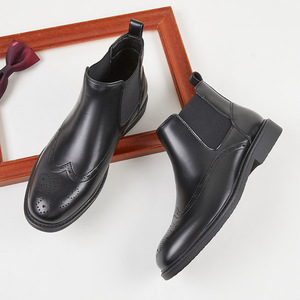 Botas <span class=keywords><strong>Chelsea</strong></span> de Plataforma con Punta Cerrada Estilo Británico para Hombre, Parte Superior de Cuero PU, Cierre Deslizante, Antideslizantes, Transpirables - Product Image 3