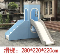 Aire de jeux intérieure personnalisée blanche pastel pour enfants, location pour fêtes et événements, maison de jeu multifonctionnelle avec toboggan et piscine à balles