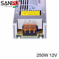 SANPU Transformateur LED à cadre ouvert 240W Slim 100V 250V 20A Alimentation électrique AC DC Utilisation industrielle 12V 20A Alimentation électrique à découpage