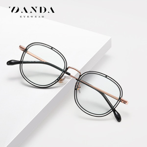 Lunettes Danda Eyewear JS8602 rondes à monture intégrale anti-lumière bleue unisexe, monture en métal légère - Product Image 2