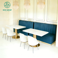 Ensemble table et chaises de restaurant en marbre rond, canapé-banc pour café
