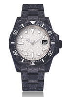 Montre en fibre de carbone forgée Sapphire avec logo personnalisé, luxe, étanche 20 bars, mouvement automatique mécanique NH35, aiguilles lumineuses, jour/date