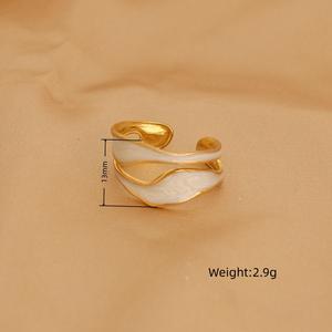 Модное ювелирное изделие <span class=keywords><strong>2026</strong></span> года: кольцо из нержавеющей стали с эмалью, нестандартной геометрической формы – открытый дизайн – привлекательное женское кольцо - Product Image 3