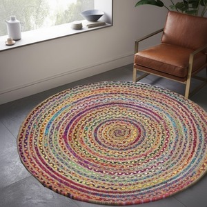 Divtik Decor Machine Made Eco-Friendly Non-Slip Stain Resistant Modern Flat Pile Floral Jute Chindi Doubling Braided Jute <b>Rugs</b> - Product Image 3