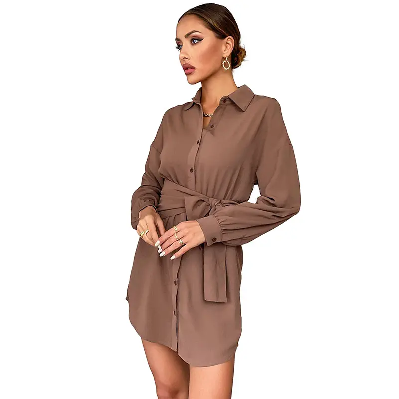 Женская одежда по индивидуальному заказу, оптовая продажа, льняное платье-рубашка с поясом на талии